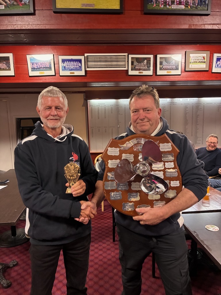 VFC member presented with the propeller shield at the 2026 club awards night